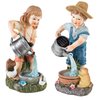 Pure Garden Solar Outdoor LED Light, Little Boy and Girl Statues 50-186-BOY-GIRL